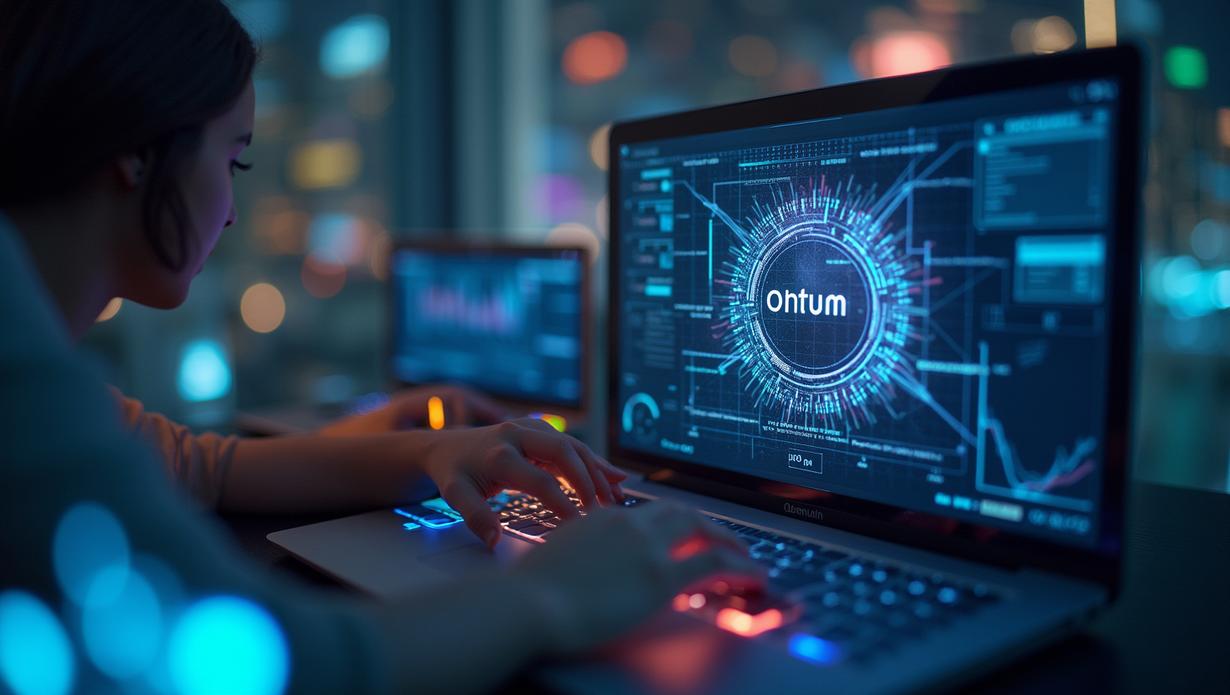 Logo da Quantum Computing Inc. com gráficos financeiros representando a oferta privada de ações de R$ 1 bilhão